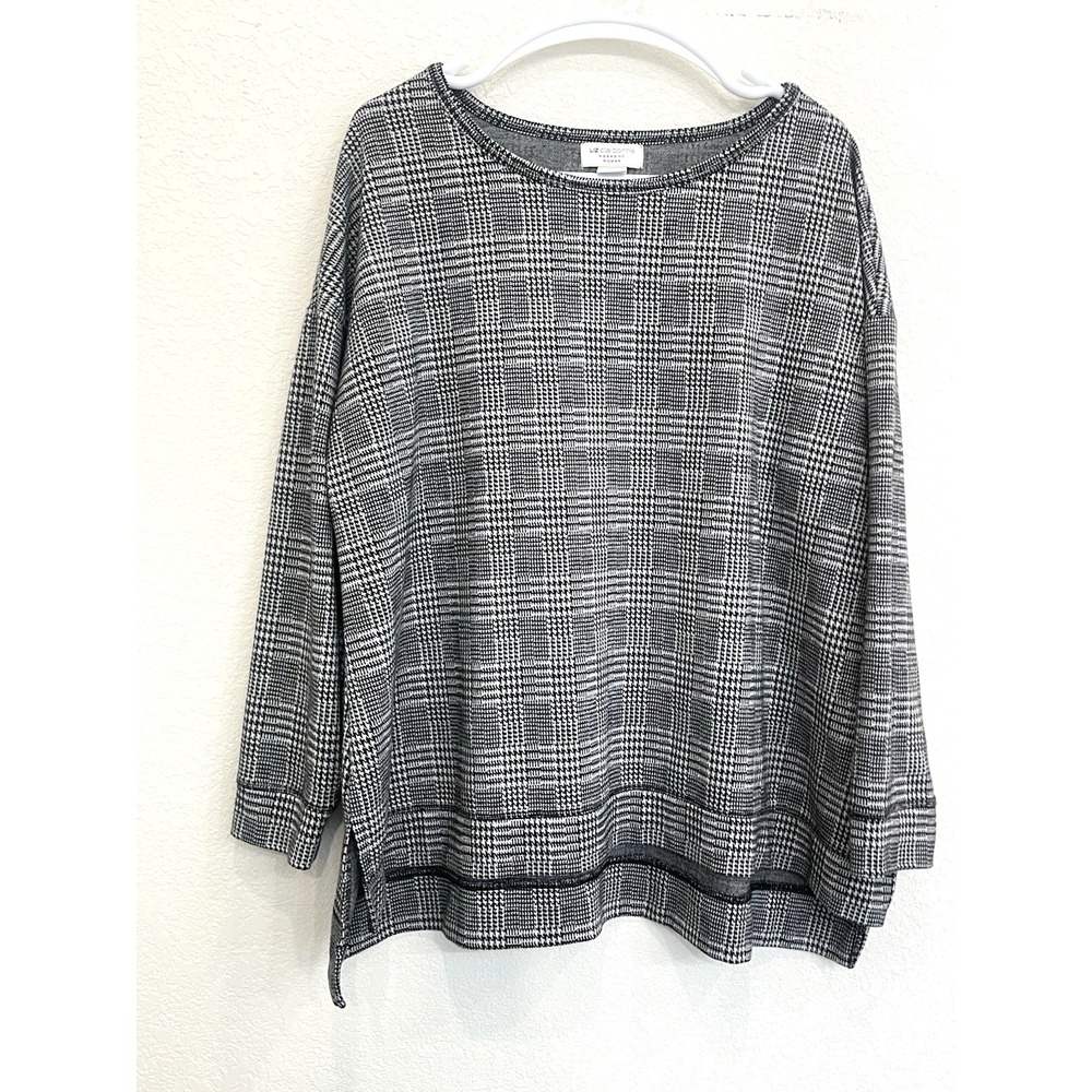 Liz Claiborne Weekend Woman Pullover Top 2X Business Casual Shirt Black & White